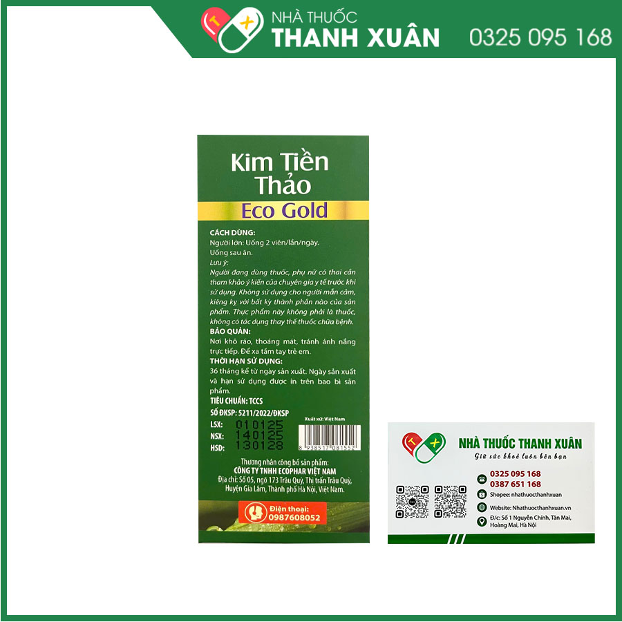 Kim Tiền Thảo Eco Gold - Hỗ trợ lợi tiểu, giảm nguy cơ sỏi tiết niệu, sỏi mật